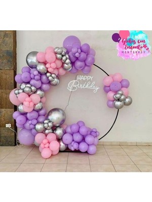 Meri Parti 70 Adet Balon ve Balon Zinciri Lila Pembe Pastel Balon  Gümüş Krom Balon