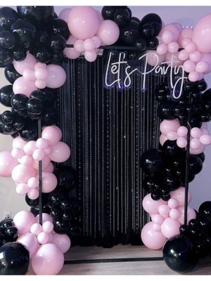 Meri Parti Özel Gün Konsept Siyah Pembe Balon Zinciri