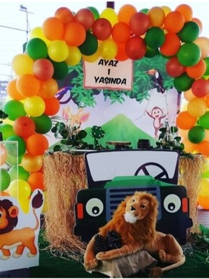 Meri Parti Safari Konsept Doğum Günü Balon ve Balon Zinciri Safari Parti Süs