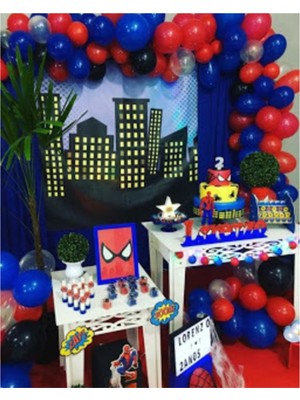 Meri Parti Siderman Konsept 100 Adet Metalik Balon ve Balon Zinciri