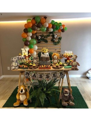 Meri Parti 100 Adet Turuncu Beyaz Yeşil Kahverengi Metalik Balon ve Balon Zinciri Konsept Balonlar Parti