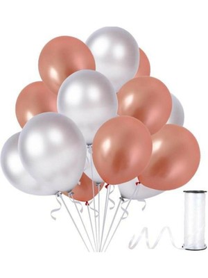 Meri Parti 20 Adet Metalik Rose Gold, Gümüş Balon Konsept