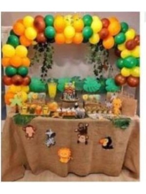 Meri Parti 100 Adet Metalik Balon ve 5 Metre Balon Zinciri Seti, Safari Orman Temalı