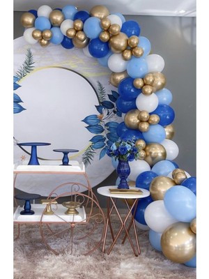 Meri Parti Erkek Bebek Doğum Günü Konseptli Mavi Tonlarda Balon ve Zinciri