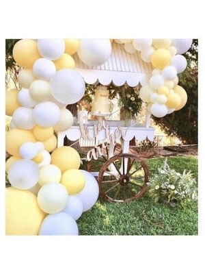 Meri Parti 100 Adet Sarı Beyaz Soft Balon ve Zinciri