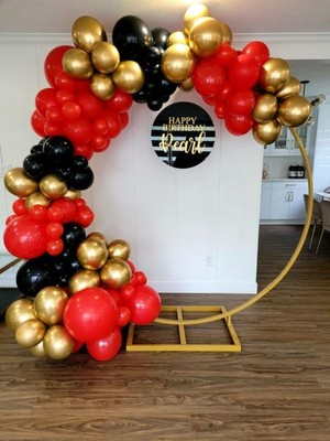 Meri Parti 100 Adet Balon ve Balon Zinciri Kırmızı Siyah Gold Krom Balon Doğum Günü Balon Konsept