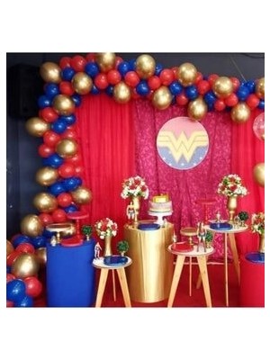 Meri Parti Krom Gold Metalik Mavi Metalik Kırmızı Balon Konsept Balon Zincir