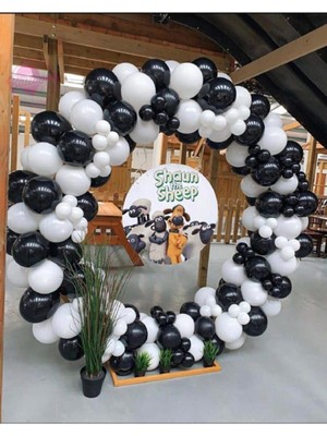 Best Parti Pastel Siyah ve Beyaz Balon Zinciri 100 Adet + 5 mt Balon Zinciri