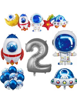 Meri Parti Uzay Folyo Balonları Yaş Sayı Balonu Doğum Günü Uzay Temalı Konsept