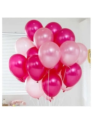 Meri Parti  50 Adet Metalik Sedefli (Pembe - Fuşya Karışık) Uçan Balon