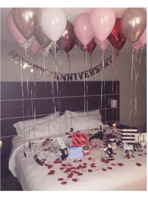 Meri Parti 100 Adet Metalik Balon Pembe Beyaz Gümüş Balon Metalik Renk Balon