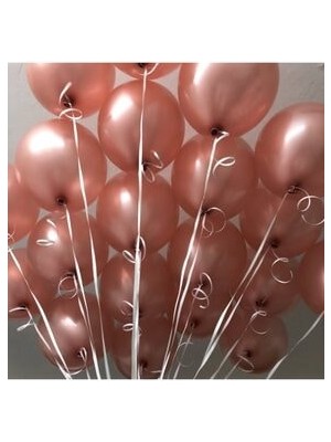 Meri Parti 30 Adet Metalik Rose Gold Toz Pembe Bakır- Altın Renk Uçan Balon