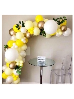 Meri Parti Krom Gold Pastel Beyaz Pastel Sarı Metalik Sarı Renklerde Balon ve Zincir