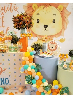 Meri Parti Aslan Parti Konsept 100 Adet Metalik Balon ve Balon Zinciri