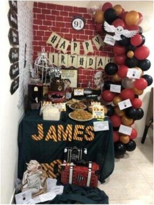 Meri Parti 100 Adet Kırmızı Siyah Gold Balon Zincir Harry Potter Konsept Balon