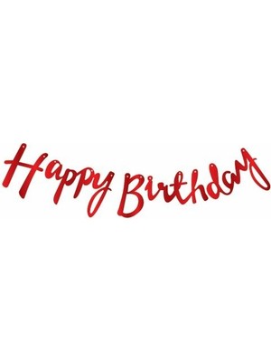 Meri Parti Kaligrafi Banner Kırmızı Happy Birthday Parti Süslemeleri