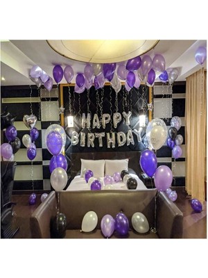 Meri Parti  Meri Parti Doğum Günü Seti Mor Lila Konsept Happy Bırthday Set