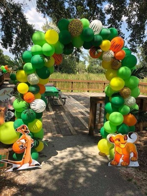 Meri Parti Safari Desenli  Pastel Balon ve Balon Zinciri Safari Konsept