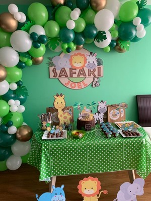 Meri Parti Safari Konsept Doğum Günü Balon ve Balon Zincir Seti