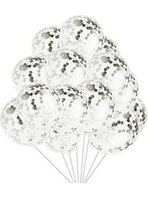 Meri Parti Gümüş Konfetili Balon Seti - 20 Adet