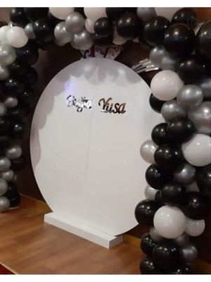 Meri Parti 100 Adet Gri Siyah Beyaz Metalik Balon ve Balon Zinciri Konsept