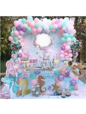 Meri Parti Deniz Kızı Konsept Özel Gün Parti Süslemeleri Balon Set ve Balon Zinciri