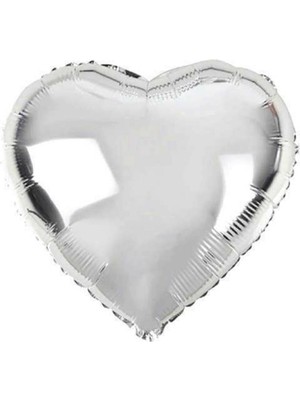Meri Parti Kalp Folyo Balon 18" Inç 40 cm Gümüş Renk 1 Adet