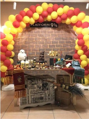 Meri Parti 100 Adet Sarı Kırmızı Balon Zincir Gryffindor Konsept Balon Zincir