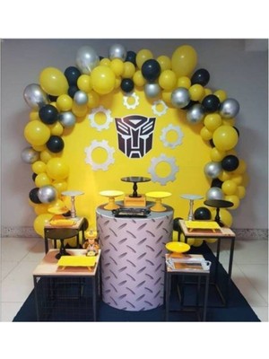 Meri Parti Sarı Siyah Gümüş Balon Konsept Balon ve Balon Zinciri Konsept