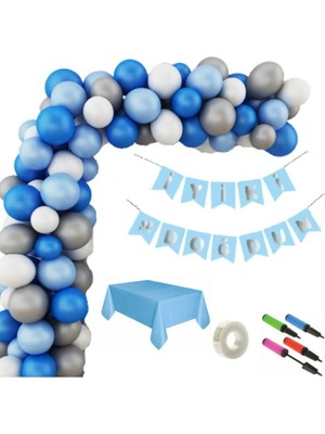 Meri Parti Iyi Ki Doğdun Temalı Süsleme Seti Mavi Renk Konsept Doğum Günü Parti Paketi