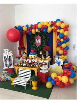Best Parti 50 Adet Pamuk Prenses Renkler Balon ve Balon Zinciri Sarı Kırmızı Lacivert Konsept Parti