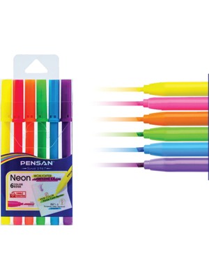 Pensan Keçeli Kalem 6 Renk Kesik Uç Neon Renkler 99095 0951 1606