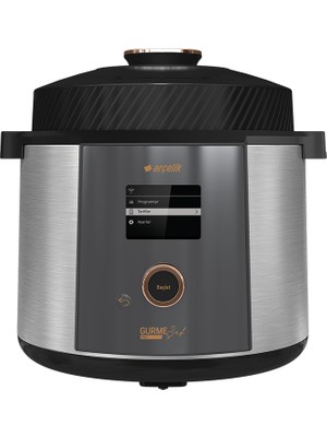 Arçelik Gurme Şef Pro 5.5 L Tek Hazneli Çok Amaçlı Pişirici - Isı Ayarı, Basınç Kontrolü, Sıcak Tutma ve Zamanlayıcı Özellikleriyle Paslanmaz Çelik