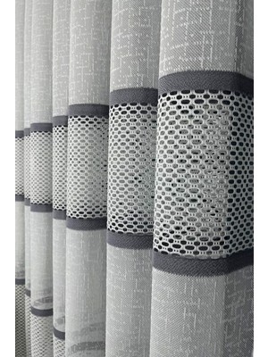 Evdepo Home 440 x 240 cm Gri Tek Kanat Tül Perde Dantel Kumaş Özellikli Kullanıma Hazır