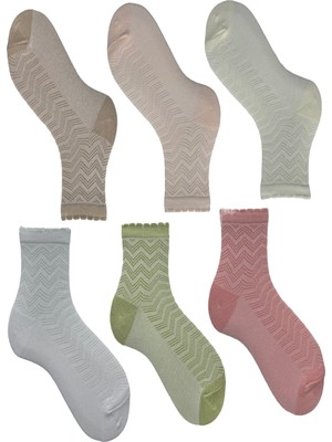 Belyy Socks 6 Lı Paket Jakar Desenli Kız Çocuk Elit Çok Renkli Pamuklu Çorap