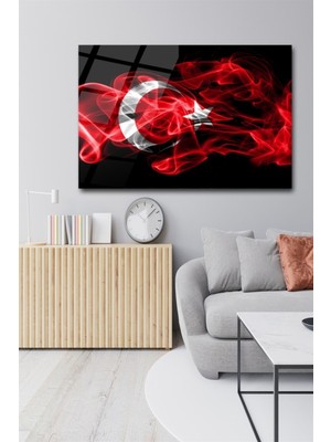 Petmudo Türk Bayrağı Cam Tablo   70 x 110 Çok Renkli