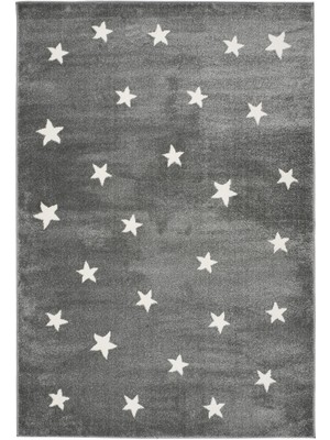 Konfor Halı Gri Küçük Yıldızlı Kalın Dokuma Çocuk Halısı 80 x 150 cm