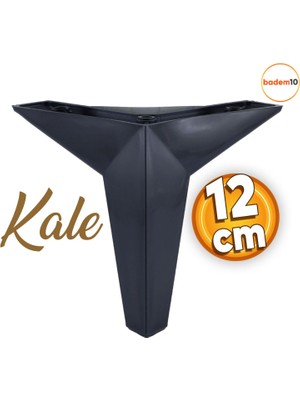 Badem10 Kale Lüks Mobilya Kanepe Sehpa Tv Ünitesi Koltuk Ayağı 12 Cm Siyah Baza Ayakları