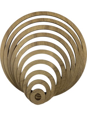 Ala Depo Ahşap Makrome Halkası Renkli Duvar Kapı Süsü Kasnağı Meşe 10'lu 3mm MDF Malzeme