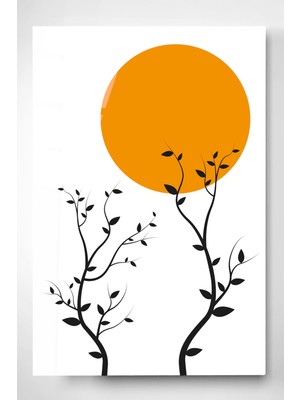 Hinora Dallar ve Güneş 3 Cam Tablo, Dekoratif Cam Tablo, Modern Cam Tablo