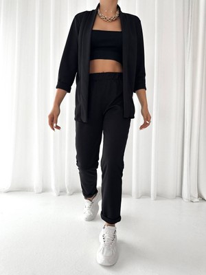 Escbutik Kadın Beli Lastikli Scuba Pantolon Ceket 2li Takım