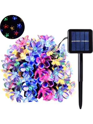 Kyrotech 30 Ledli Solar Güneş Enerjili Kiraz Çiçeği IP65 Su Geçirmez Solar Işık Zinciri 6 Metre Rgb 8 Renk Solar Lamba