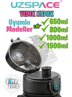 Uzspace Uyumlu Yedek Kapak 650ml-800ml-1000ml-1500ml Şık Tasarım ve Dayanıklı Yapı