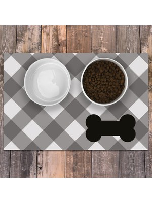 Evaşk Vinil Kaymaz Tabanlı Keçe Baskılı Evcil Hayvan Pet Mama Paspası 30x45