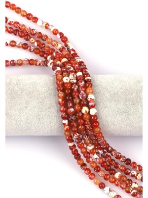 Alibaba Doğaltaş Kiremit Rengi Akik Doğal Taş Dizi 6 mm Küre Kesim