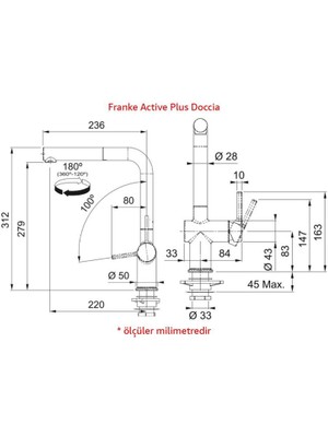 Franke Active Plus Doccia Mutfak Armatürü, Stone Grey, Spiralli Başlık