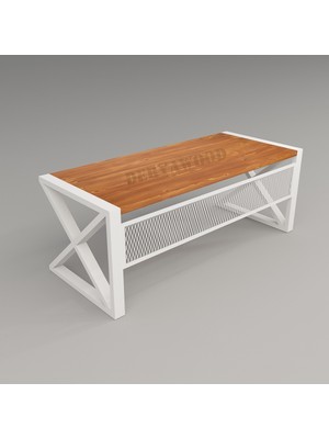 Deryawood Leva Masif Ahşap Ofis Masası-Beyaz AYAK-85X120X76 cm