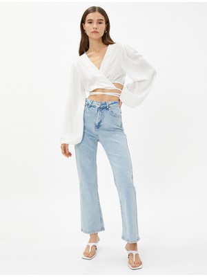 Koton Ispanyol Paça Kot Pantolon Yüksek Bel - Victoria Crop Jean