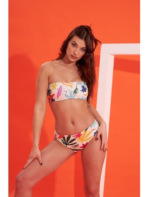 Loya Renkli Egzotik Pattern Tek Alt Bikini