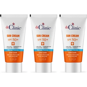 Dr. Clinic  Spf 50+ Güneş Koruyucu Krem 50 ml x 3 Adet( UVA,UVB ve Mavi Işık Koruma )